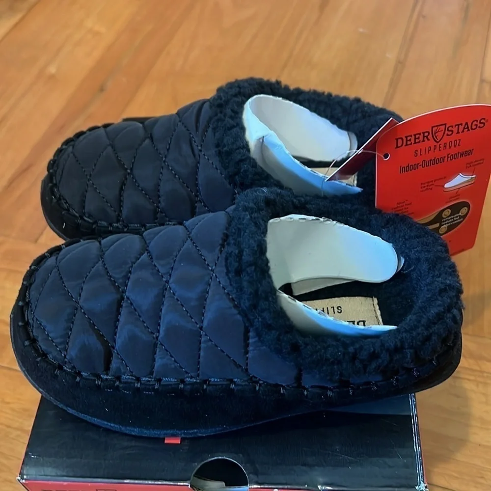 Deer Stags Black Quilted Comfort Slippers Kid Size 12M